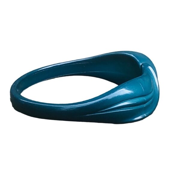 Vintage 1980s Dark Green Faux Bypass Lucite Bangle Bracelet Size Large - Picture 6 of 7